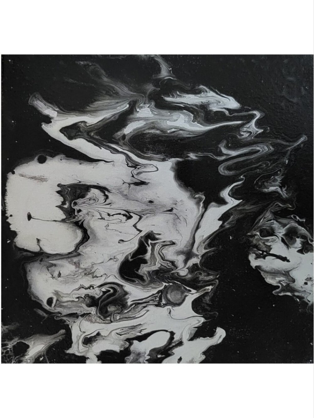 Hand Crafted Abstract Black and Gray 12x12 Inches Wall Art Canvas Painting - Picture 5 of 6
